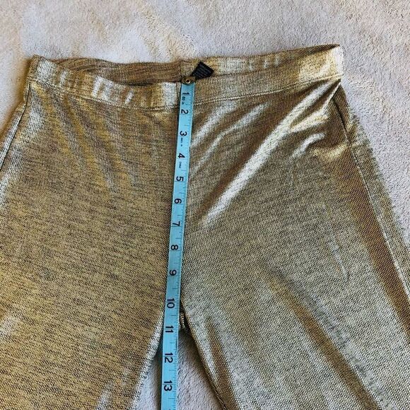 NWOT Clara Sun Woo Gold Lamé Open Shoulder Bell Sleeve Top and Classic Side Slit - Picture 15 of 16